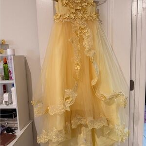 Elegant Yellow Floral Gown